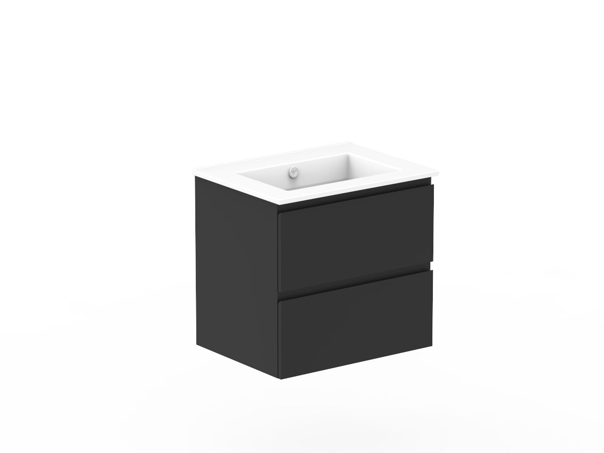 Reece Posh Domaine Plus All Drawer Twin 600mm Wall Hung Vanity Centre Basin Ceramic Top