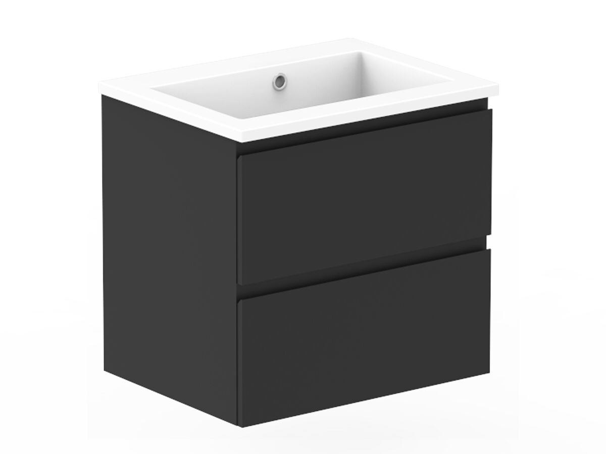 Reece Posh Domaine Plus All Drawer Twin 600mm Wall Hung Vanity Centre Basin Cast Marble Top