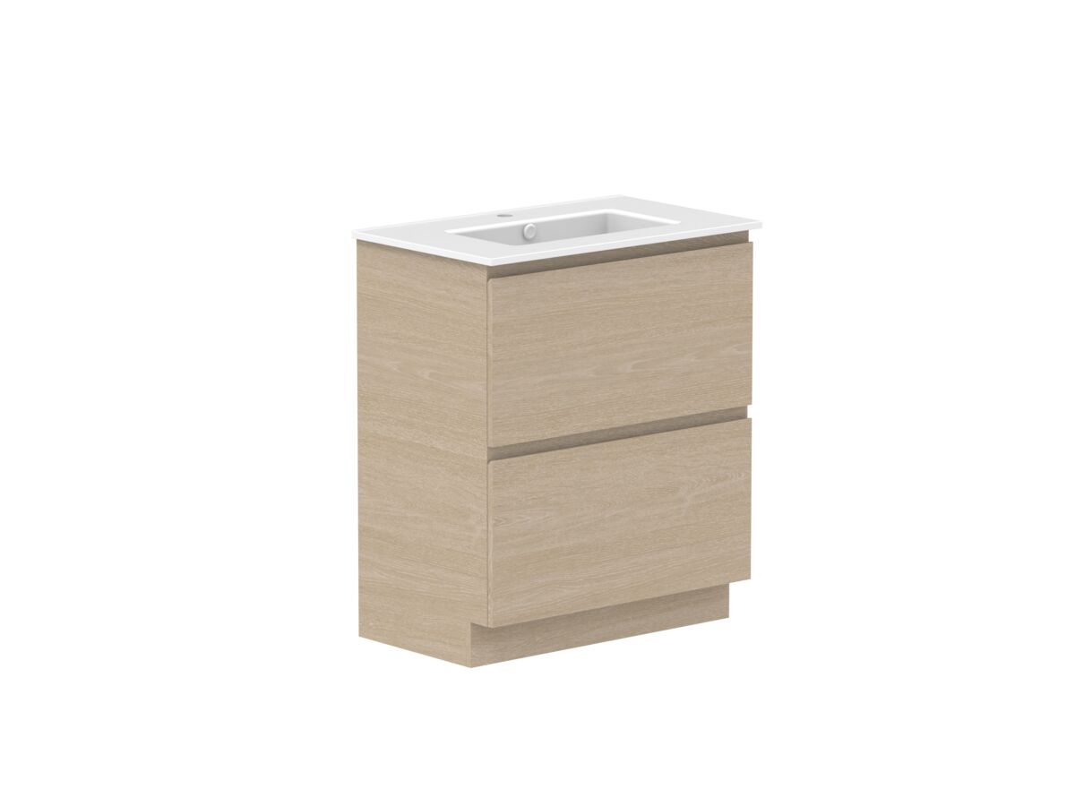 Reece Posh Domaine Plus All Drawer Twin 750mm Floor Mounted Vanity Centre Basin Matte White Ceramic Top