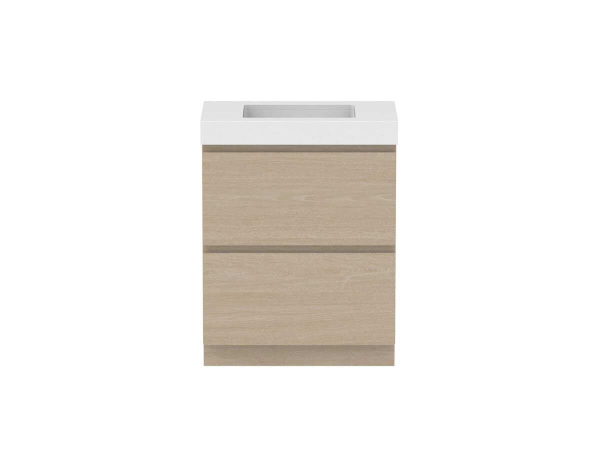 reece Posh Domaine Plus All Drawer Twin 750mm Floor Mounted Vanity Centre Basin 90mm Durasein Top