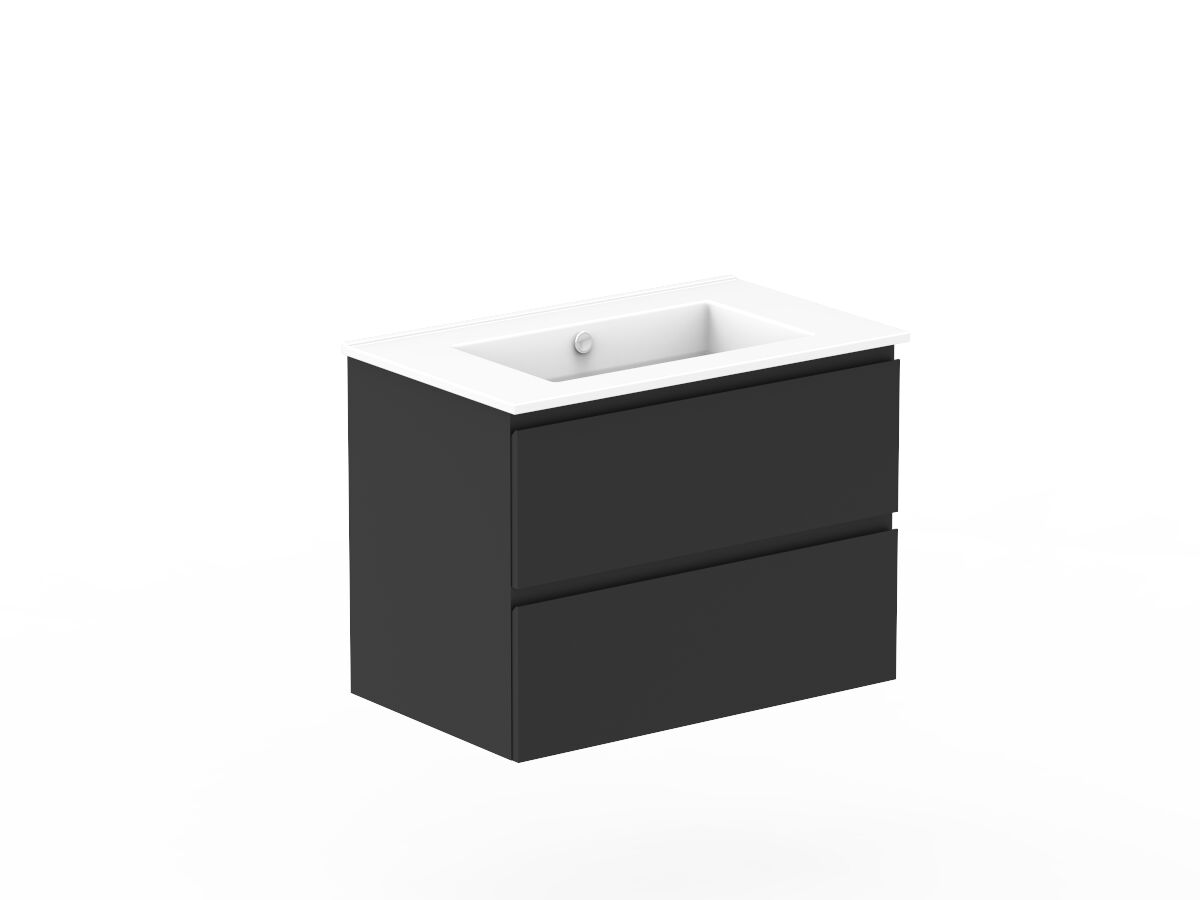 Reece Posh Domaine Plus All Drawer Twin 750mm Wall Hung Vanity Centre Basin Ceramic Top