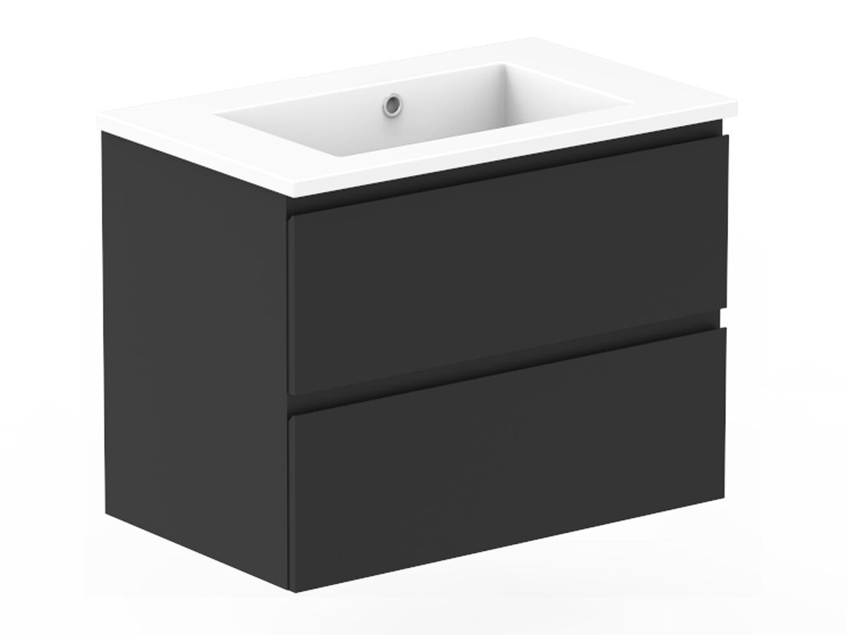 Reece Posh Domaine Plus All Drawer Twin 750mm Wall Hung Vanity Centre Basin Cast Marble Top