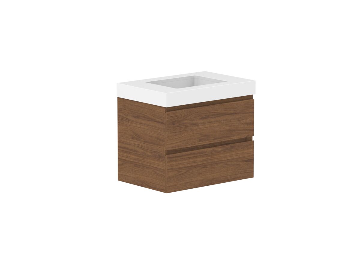 Reece Posh Domaine Plus All Drawer Twin 750mm Wall Hung Vanity Centre Basin 90mm Cherry Pie Top