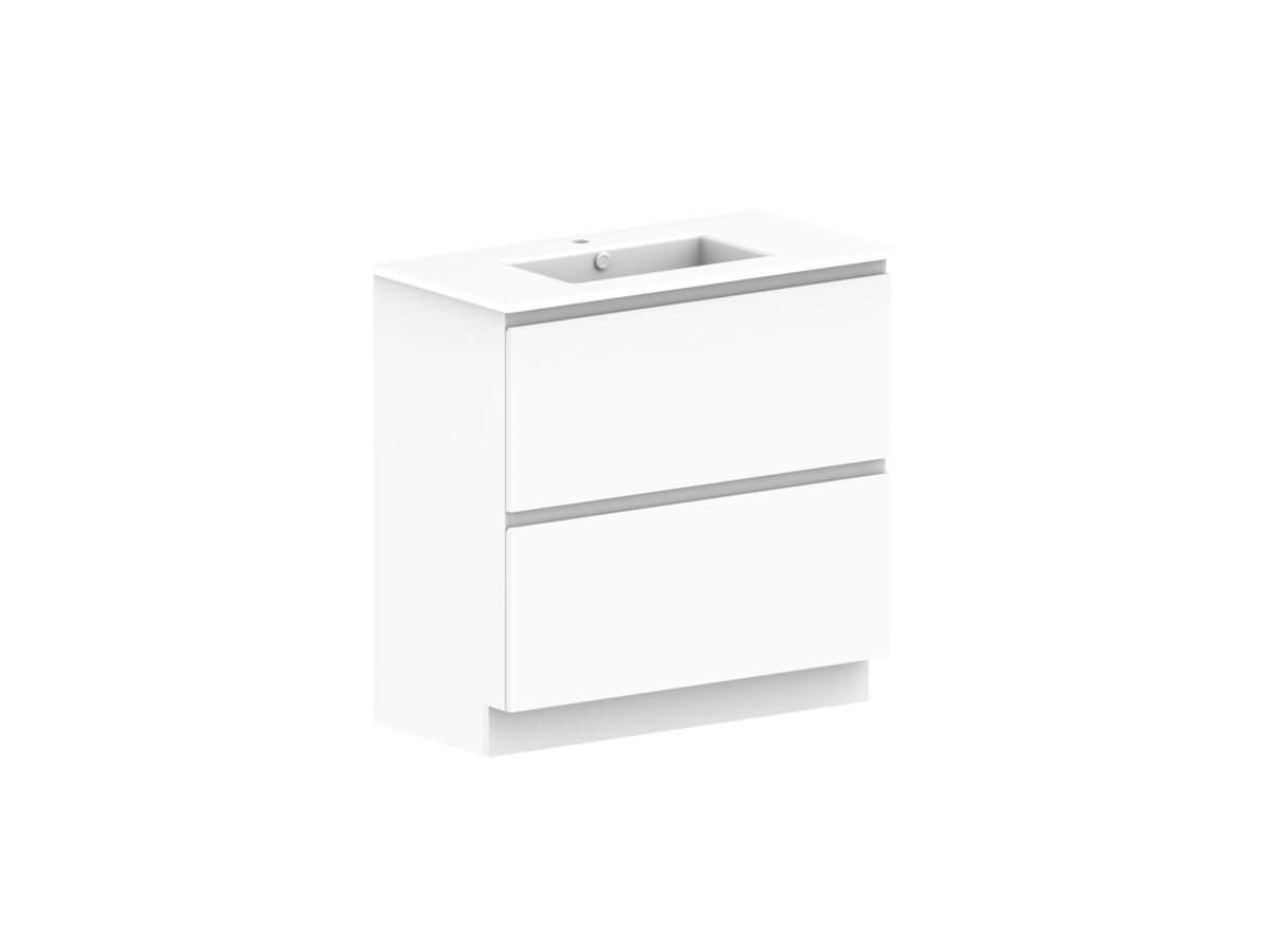 Reece Posh Domaine Plus All Drawer Twin 900mm Floor Mounted Vanity Centre Basin Ceramic Top