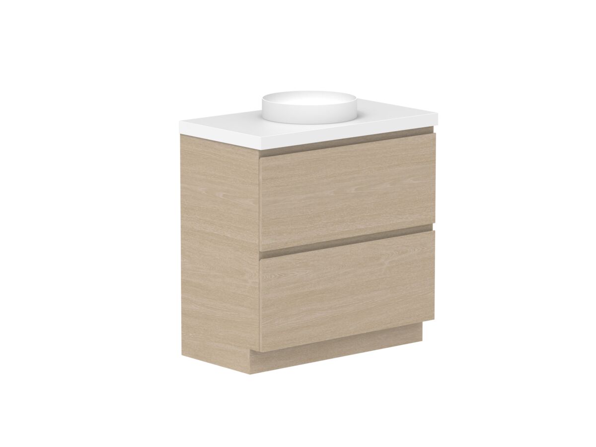 Reece Posh Domaine Plus All Drawer Twin 900mm Floor Mounted Vanity Centre Basin 50mm Caesarstone Mineral Top