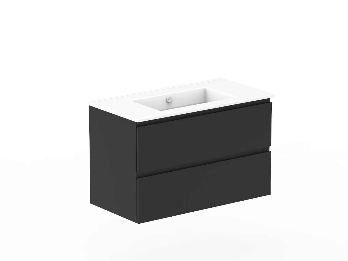 Reece Posh Domaine Plus All Drawer Twin 900mm Wall Hung Vanity Centre Basin Ceramic Top