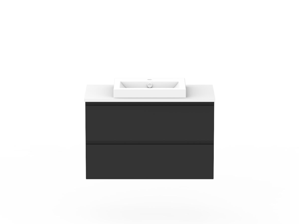 reece Posh Domaine Plus All Drawer Twin 900mm Wall Hung Vanity Centre Basin 20mm Cherry Pie Top