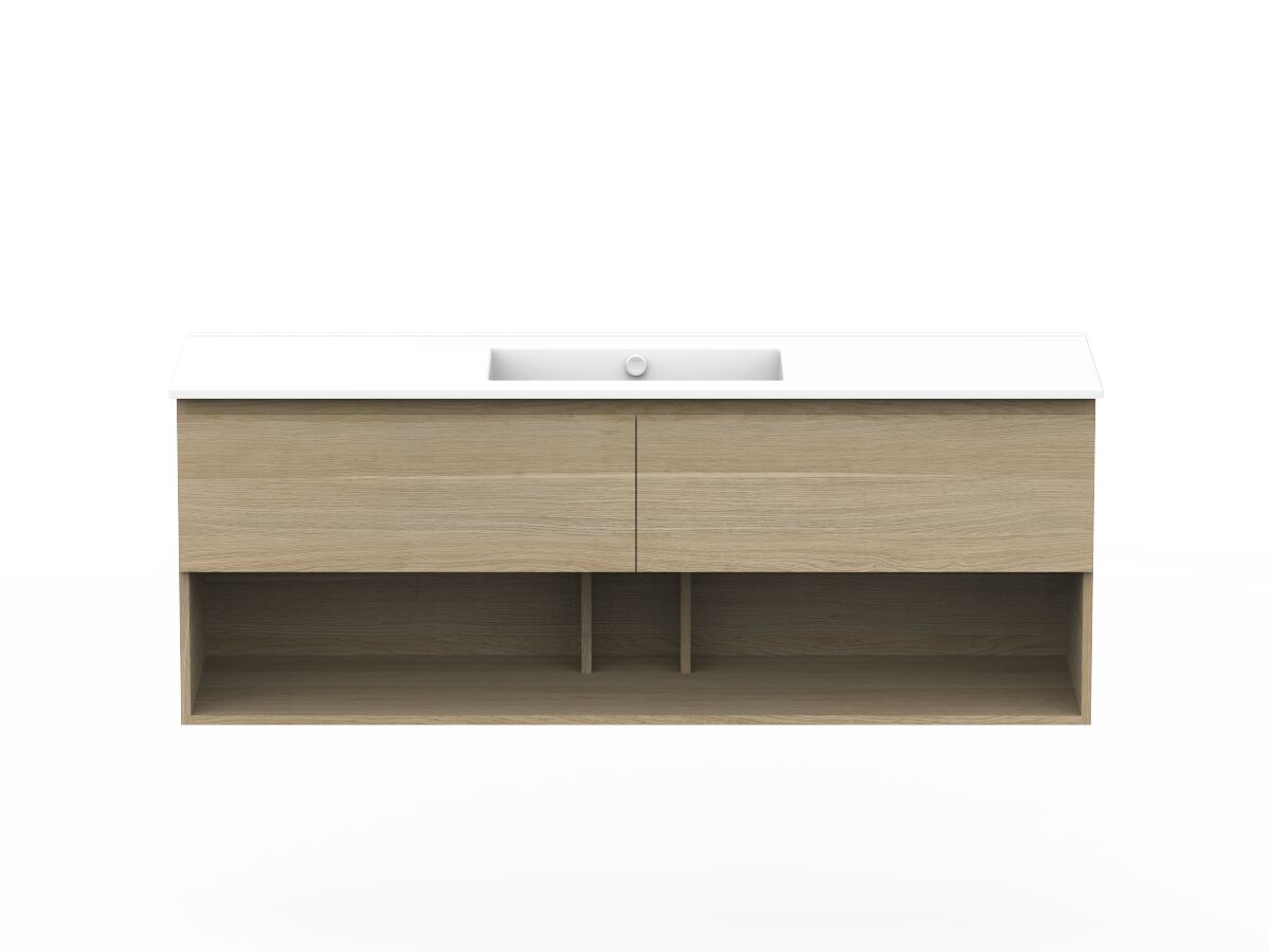 reece Posh Domaine Plus All Drawer with Shelf 1500mm Wall Hung Vanity Centre Basin Ceramic Top