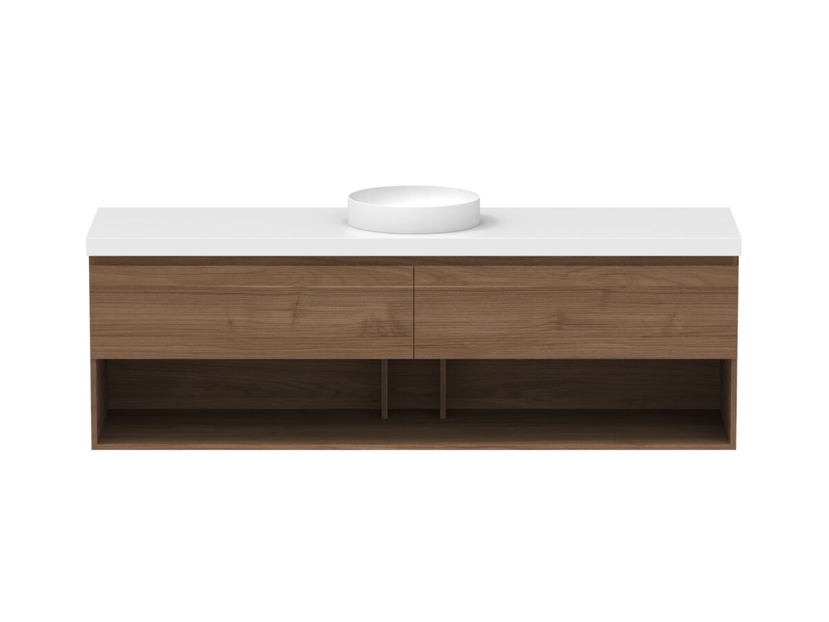 reece Posh Domaine Plus All Drawer with Shelf 1800mm Wall Hung Vanity Centre Basin 50mm Durasein Top