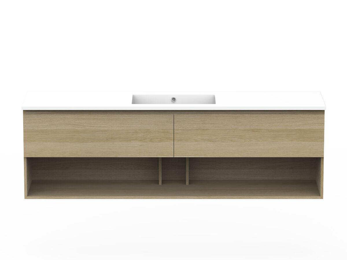 reece Posh Domaine Plus All Drawer with Shelf 1800mm Wall Hung Vanity Centre Basin Cast Marble Top