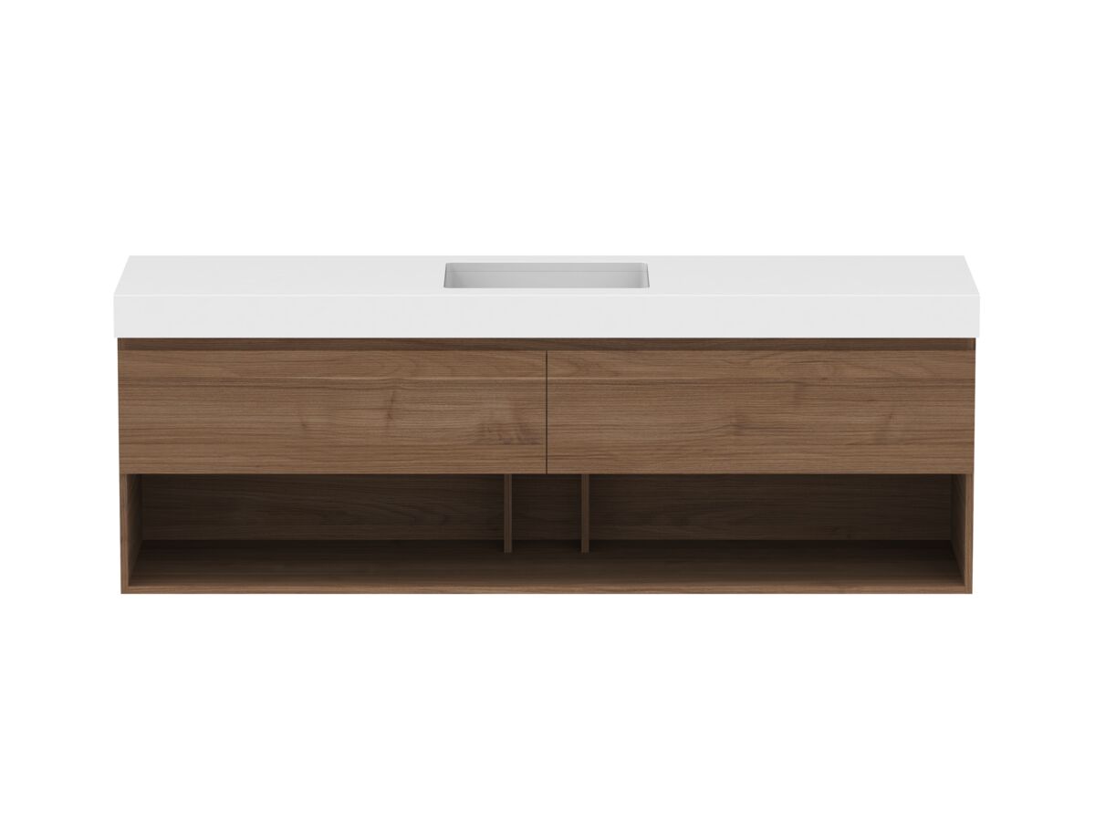 reece Posh Domaine Plus All Drawer with Shelf 1800mm Wall Hung Vanity Centre Basin 90mm Durasein Top