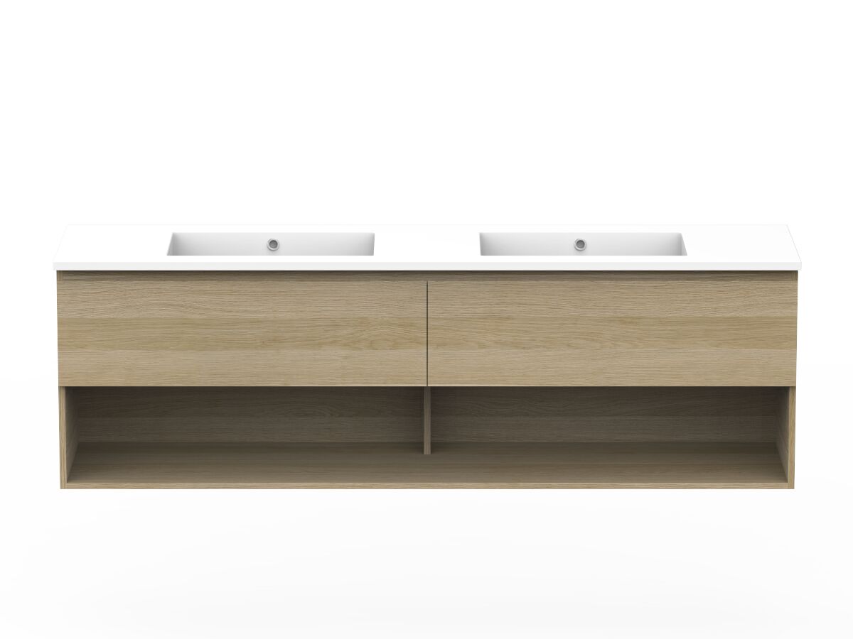 reece Posh Domaine Plus All Drawer with Shelf 1800mm Wall Hung Vanity Double Basin Cast Marble Top
