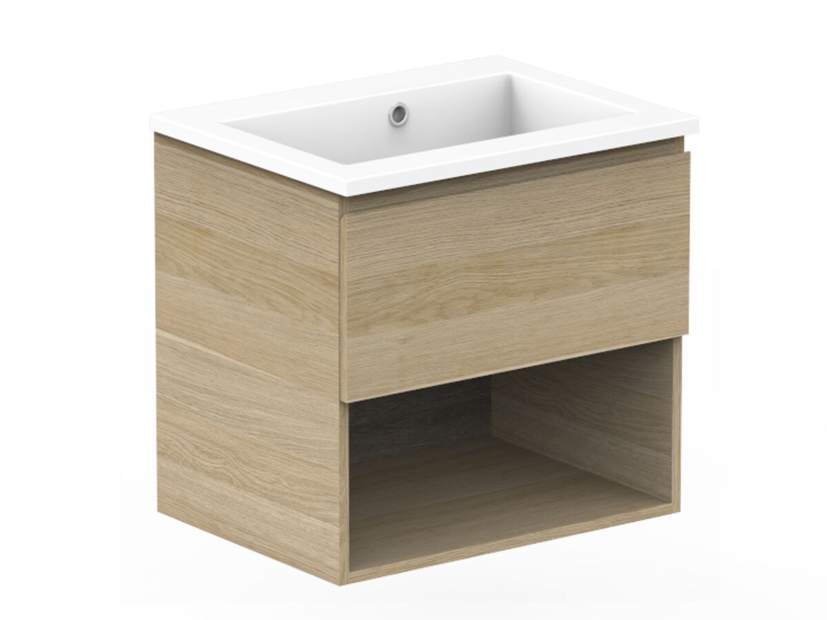 Reece Posh Domaine Plus All Drawer With Shelf 600mm Wall Hung Vanity Centre Basin Cast Marble Top