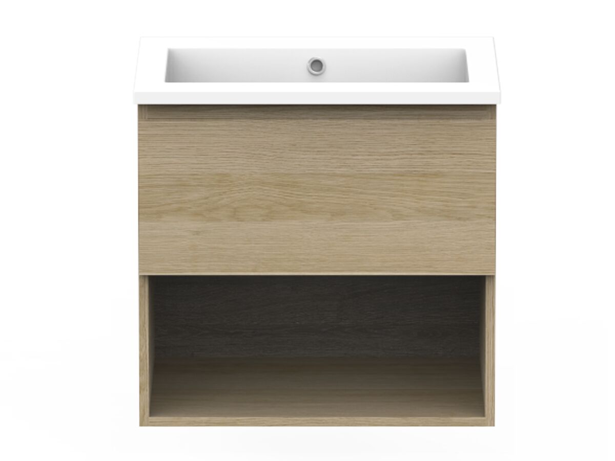 reece Posh Domaine Plus All Drawer with Shelf 600mm Wall Hung Vanity Centre Basin Cast Marble Top