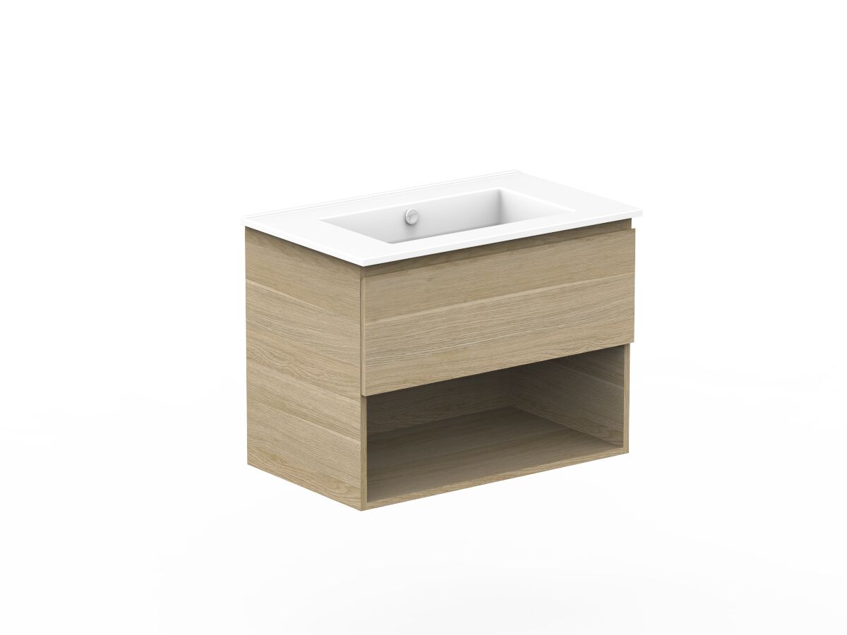 Reece Posh Domaine Plus All Drawer With Shelf 750mm Wall Hung Vanity Centre Basin Ceramic Top