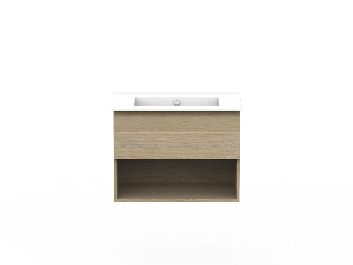 reece Posh Domaine Plus All Drawer with Shelf 750mm Wall Hung Vanity Centre Basin Ceramic Top