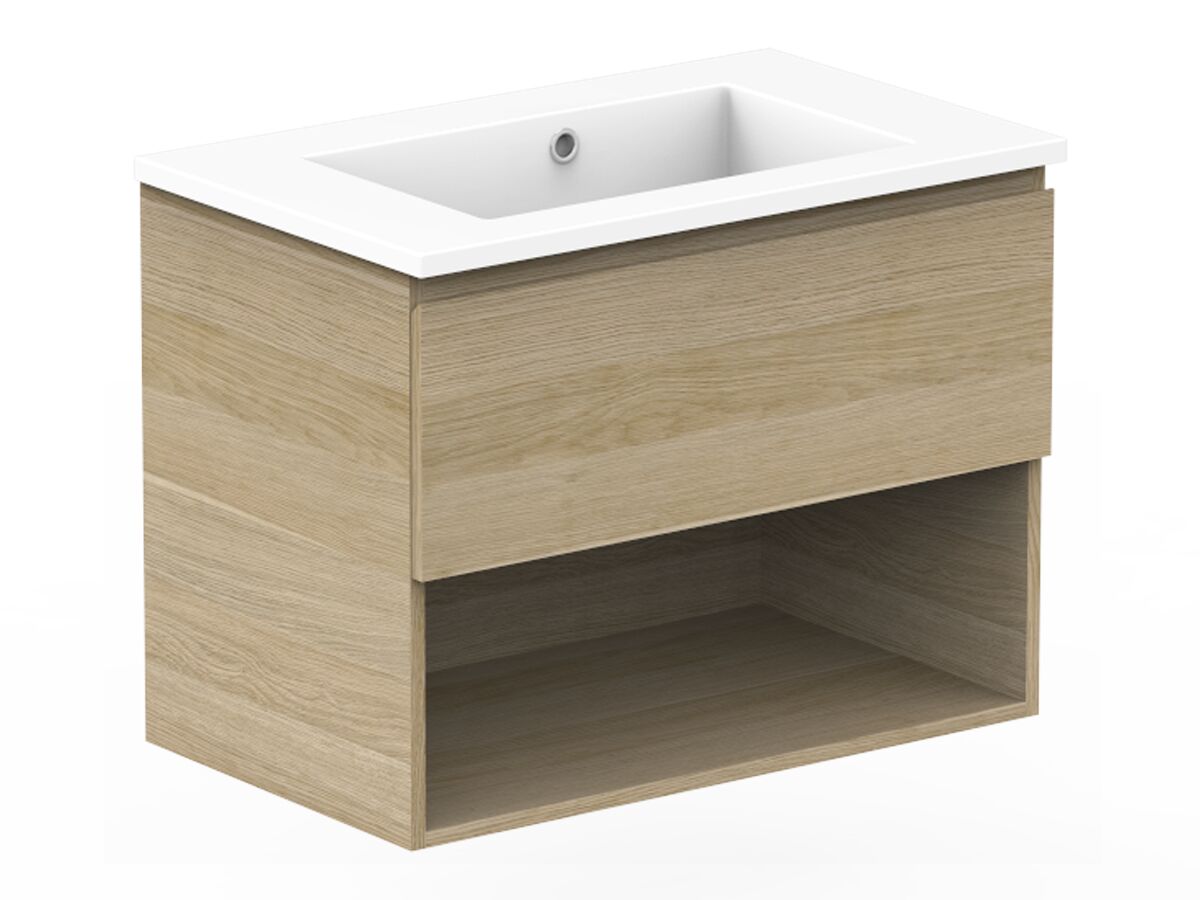 Reece Posh Domaine Plus All Drawer With Shelf 750mm Wall Hung Vanity Centre Basin Cast Marble Top