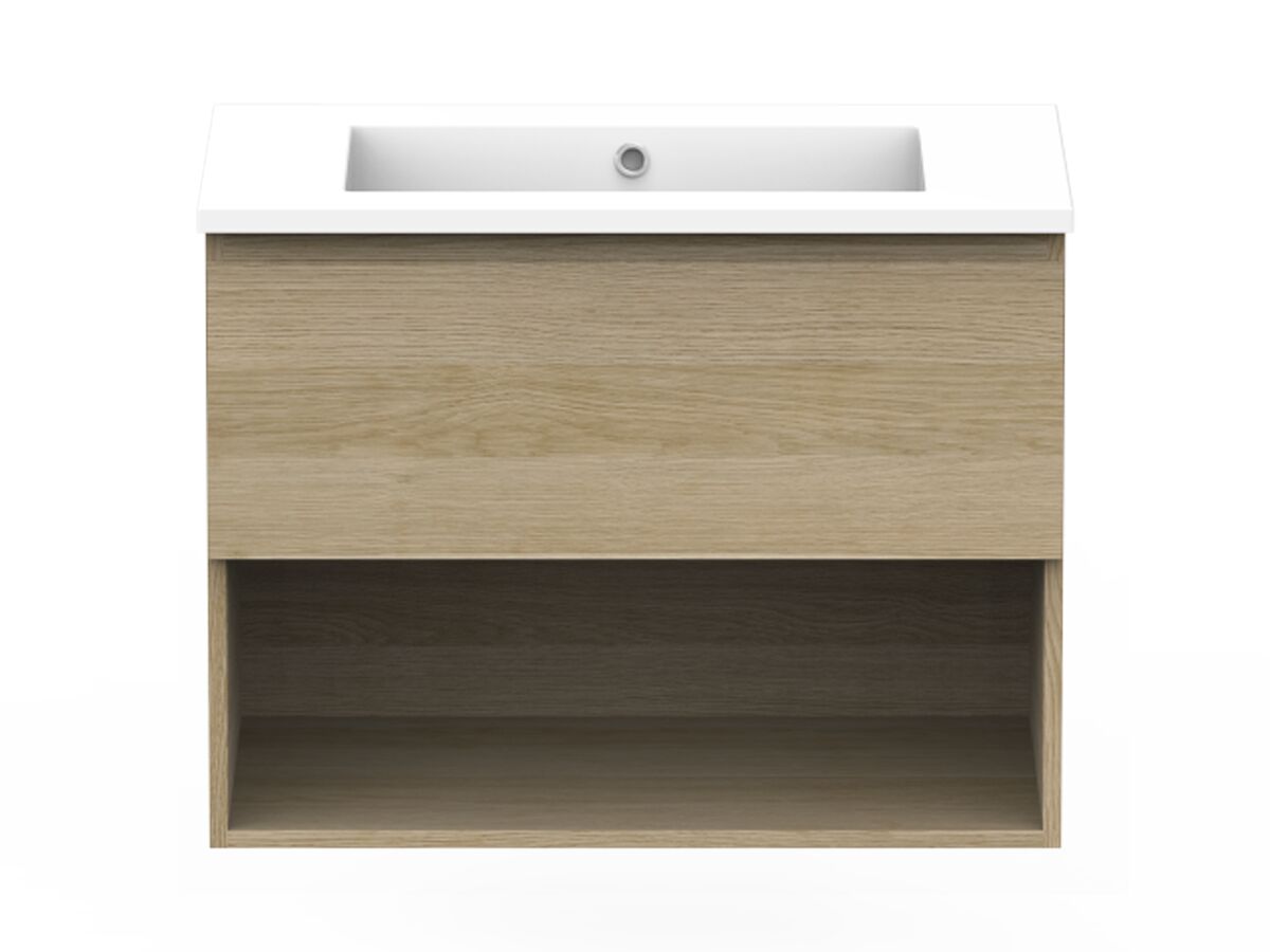 reece Posh Domaine Plus All Drawer with Shelf 750mm Wall Hung Vanity Centre Basin Cast Marble Top