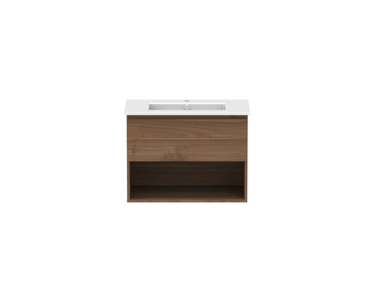 reece Posh Domaine Plus All Drawer with Shelf 750mm Wall Hung Vanity Centre Basin Matte White Ceramic Top