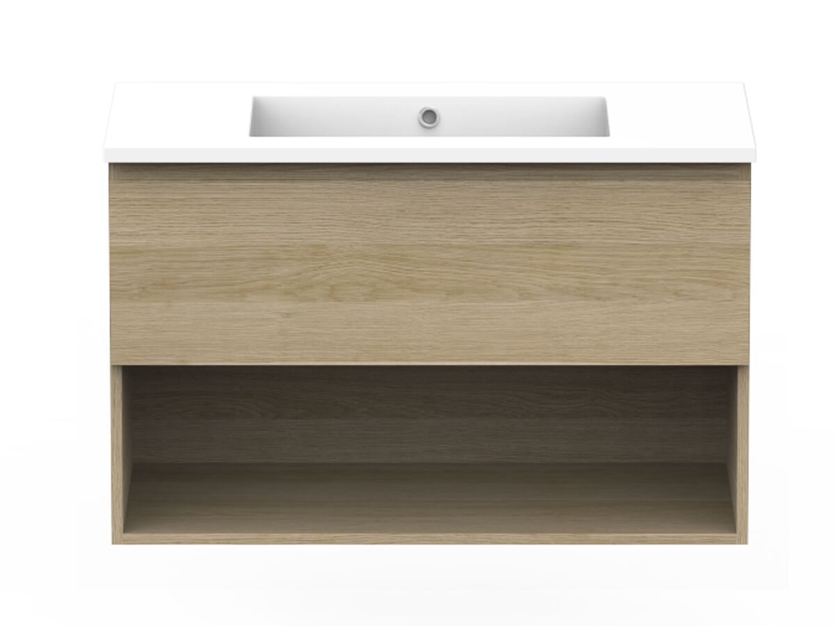 reece Posh Domaine Plus All Drawer with Shelf 900mm Wall Hung Vanity Centre Basin Cast Marble Top