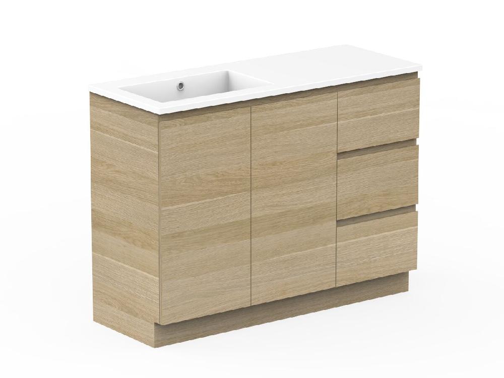 reece Posh Domaine Plus Conventional 1200mm Floor Mounted Vanity Left Hand Basin Cast Marble Top