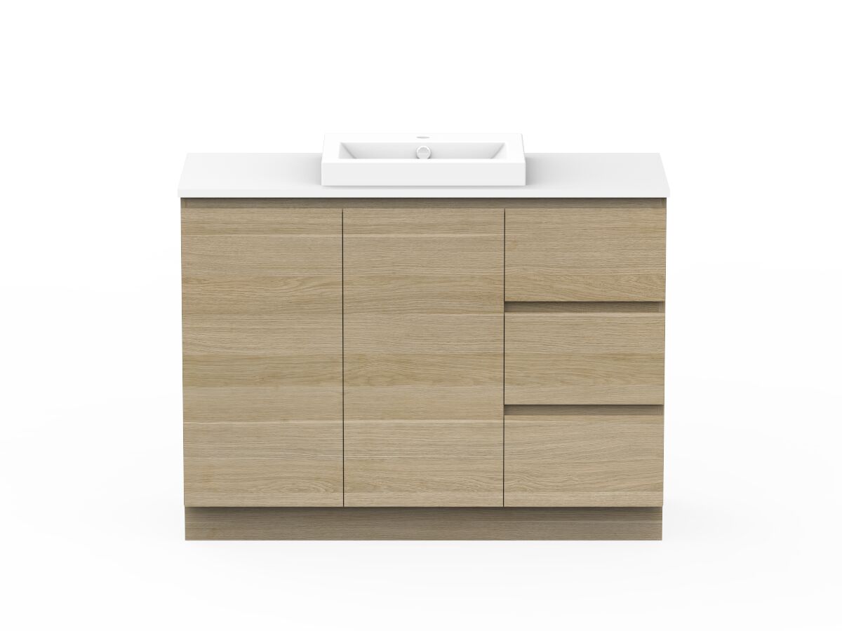 reece Posh Domaine Plus Conventional 1200mm Floor Mounted Vanity Centre Basin 20mm Cherry Pie Top