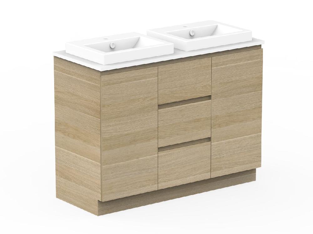 Reece Posh Domaine Plus Conventional 1200mm Floor Mounted Vanity Double Basin 20mm Cherry Pie Top