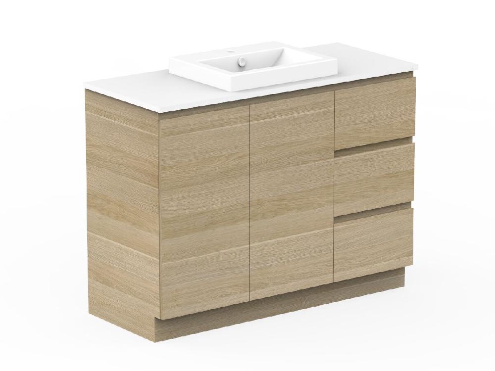 Reece Posh Domaine Plus Conventional 1200mm Floor Mounted Vanity Centre Basin 20mm Cherry Pie Top