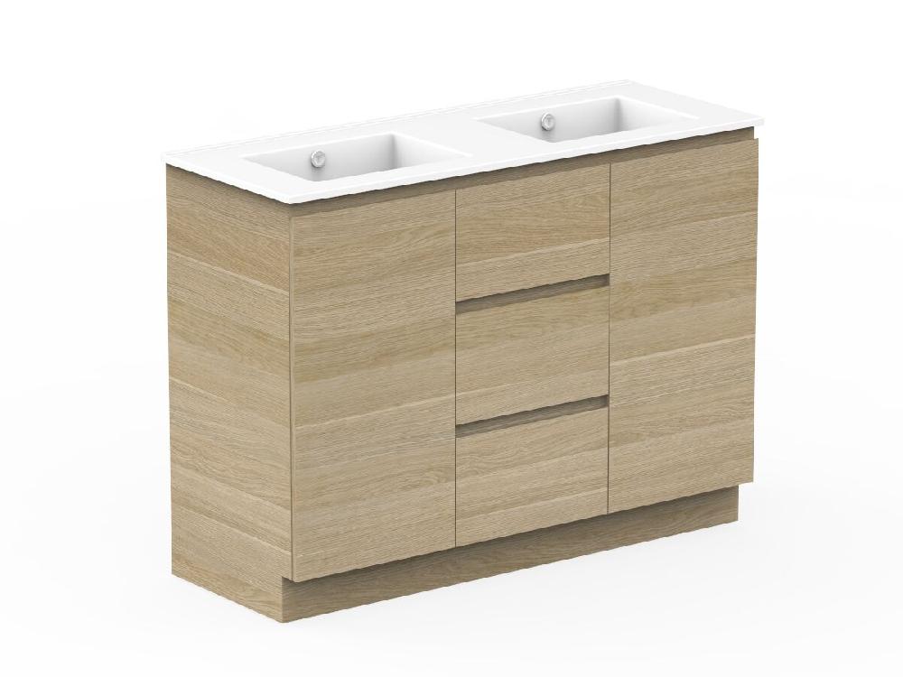 Reece Posh Domaine Plus Conventional 1200mm Floor Mounted Vanity Double Basin Ceramic Top
