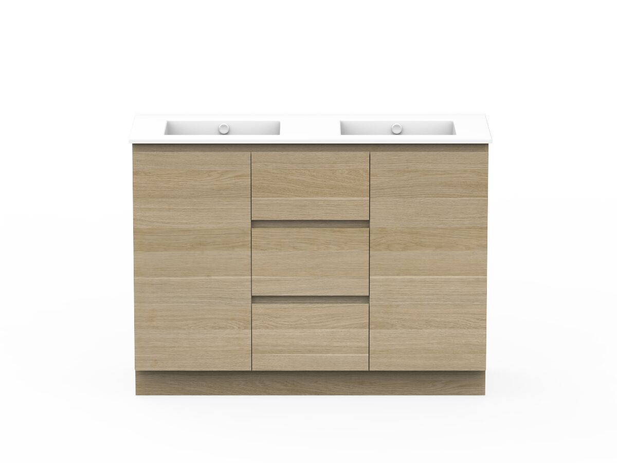 reece Posh Domaine Plus Conventional 1200mm Floor Mounted Vanity Double Basin Ceramic Top