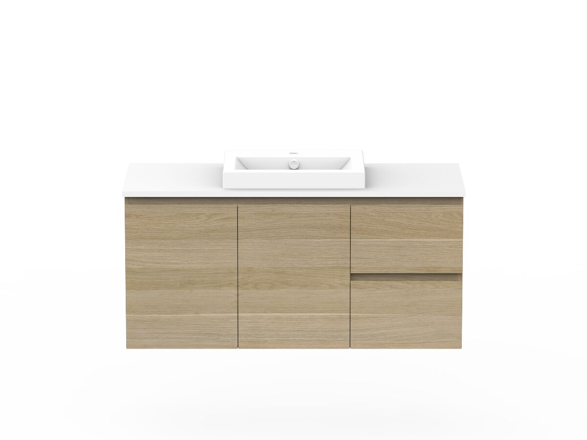 reece Posh Domaine Plus Conventional 1200mm Wall Hung Vanity Centre Basin 20mm Cherry Pie Top