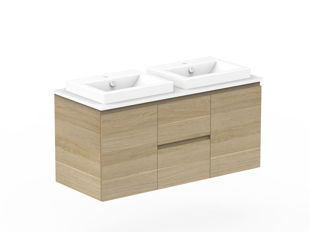 Reece Posh Domaine Plus Conventional 1200mm Wall Hung Vanity Double Basin 20mm Cherry Pie Top