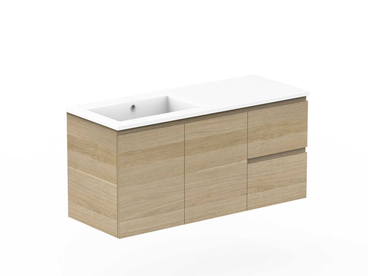 Reece Posh Domaine Plus Conventional 1200mm Wall Hung Vanity Left Hand Basin Cast Marble Top