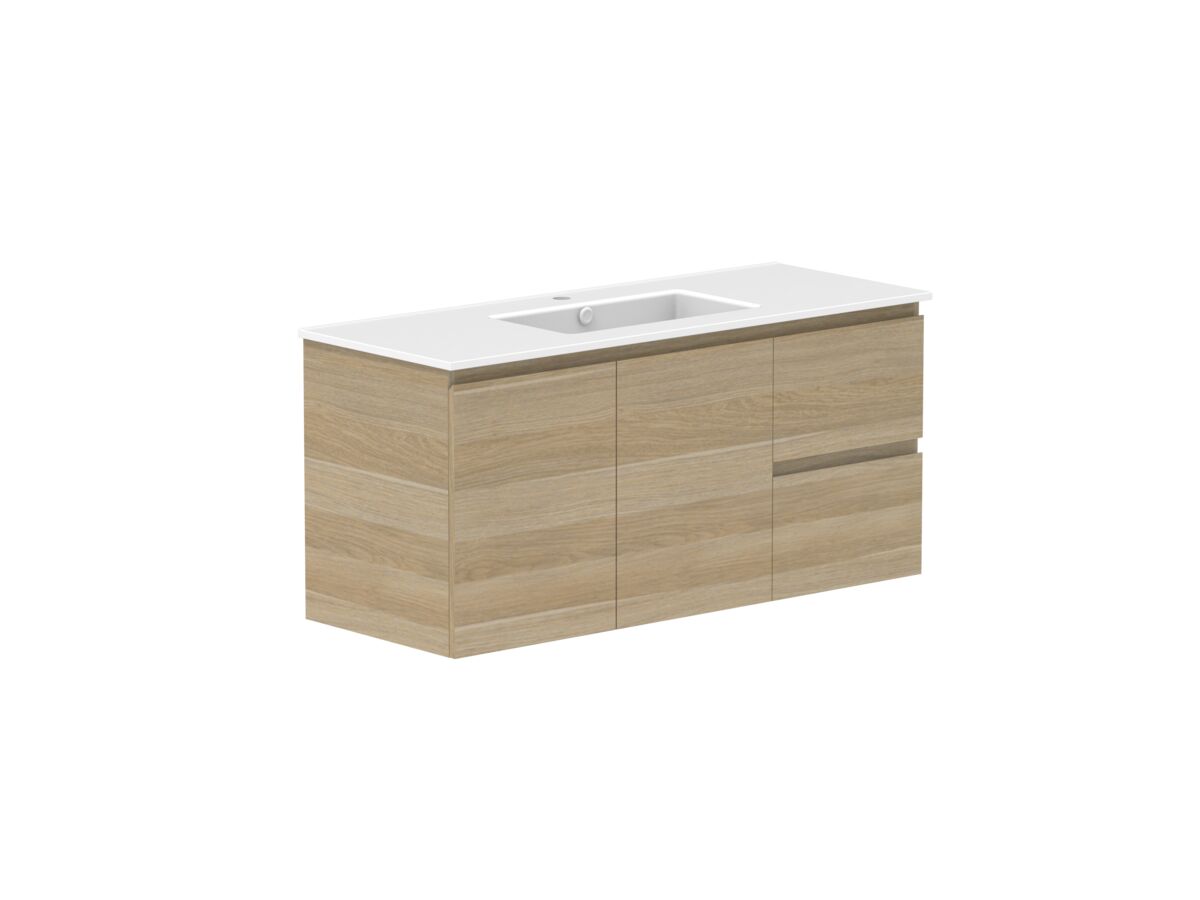 Reece Posh Domaine Plus Conventional 1200mm Wall Hung Vanity Centre Basin Matte White Ceramic Top