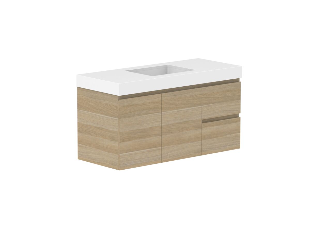 Reece Posh Domaine Plus Conventional 1200mm Wall Hung Vanity Centre Basin 90mm Cherry Pie Top