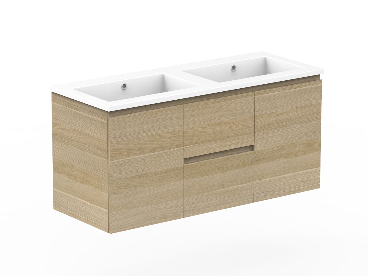 Reece Posh Domaine Plus Conventional 1200mm Wall Hung Vanity Double Basin Cast Marble Top