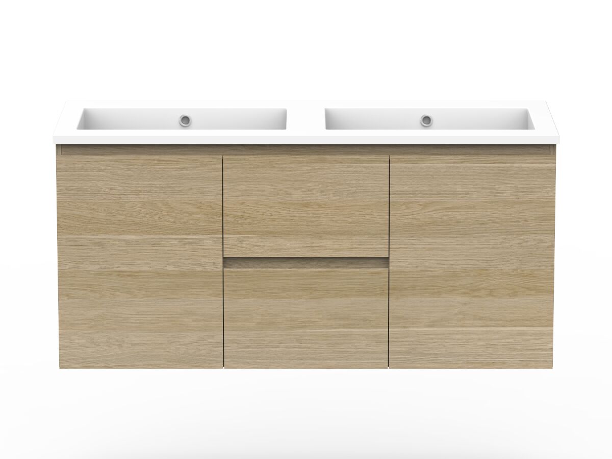 reece Posh Domaine Plus Conventional 1200mm Wall Hung Vanity Double Basin Cast Marble Top