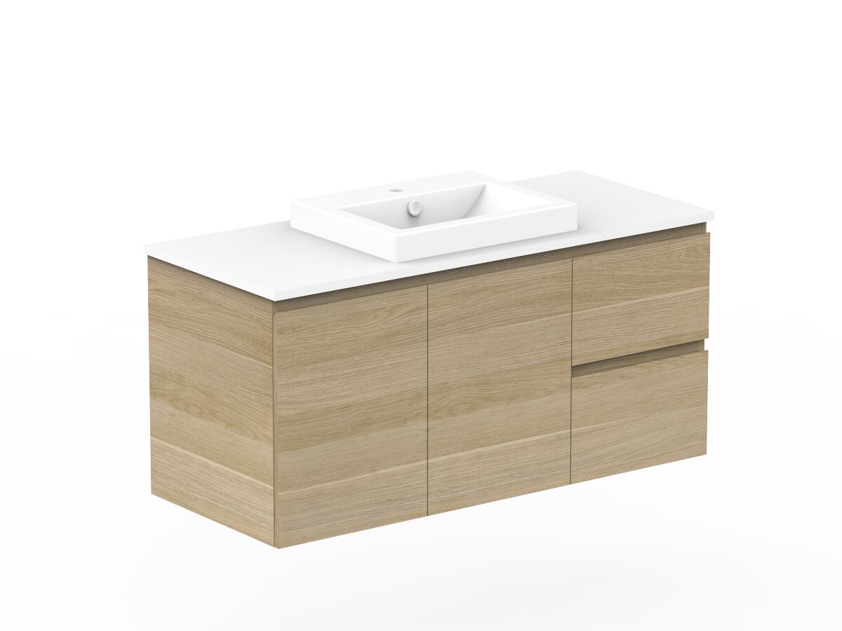 Reece Posh Domaine Plus Conventional 1200mm Wall Hung Vanity Centre Basin 20mm Cherry Pie Top