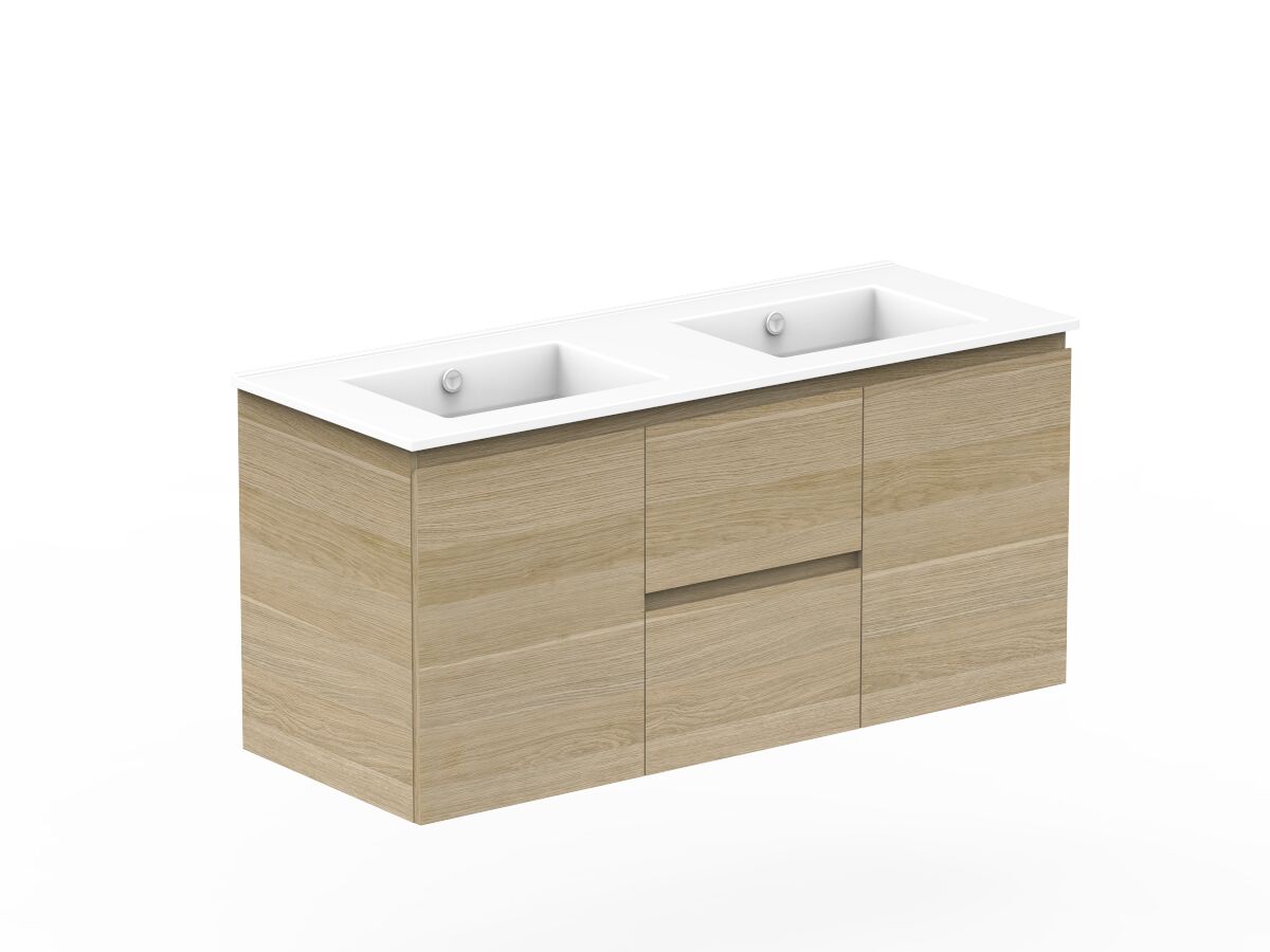 Reece Posh Domaine Plus Conventional 1200mm Wall Hung Vanity Double Basin Ceramic Top