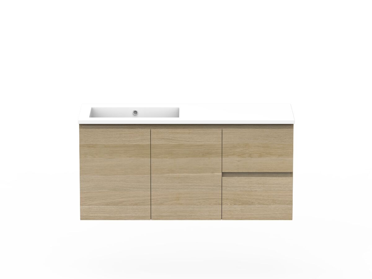 reece Posh Domaine Plus Conventional 1200mm Wall Hung Vanity Left Hand Basin Cast Marble Top