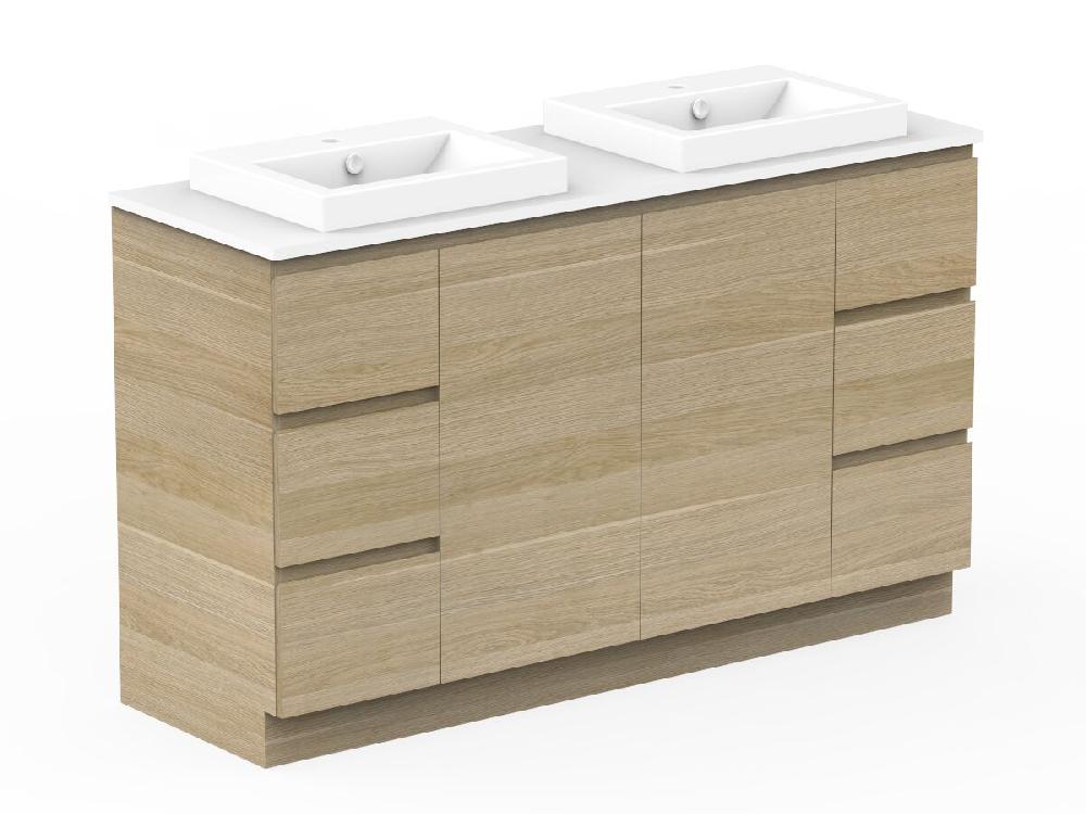 Reece Posh Domaine Plus Conventional 1500mm Floor Mounted Vanity Double Basin 20mm Cherry Pie Top