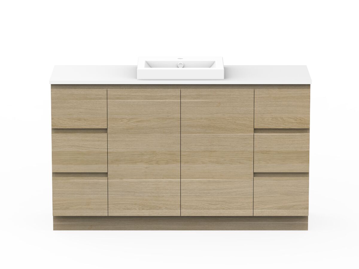 reece Posh Domaine Plus Conventional 1500mm Floor Mounted Vanity Centre Basin 20mm Cherry Pie Top