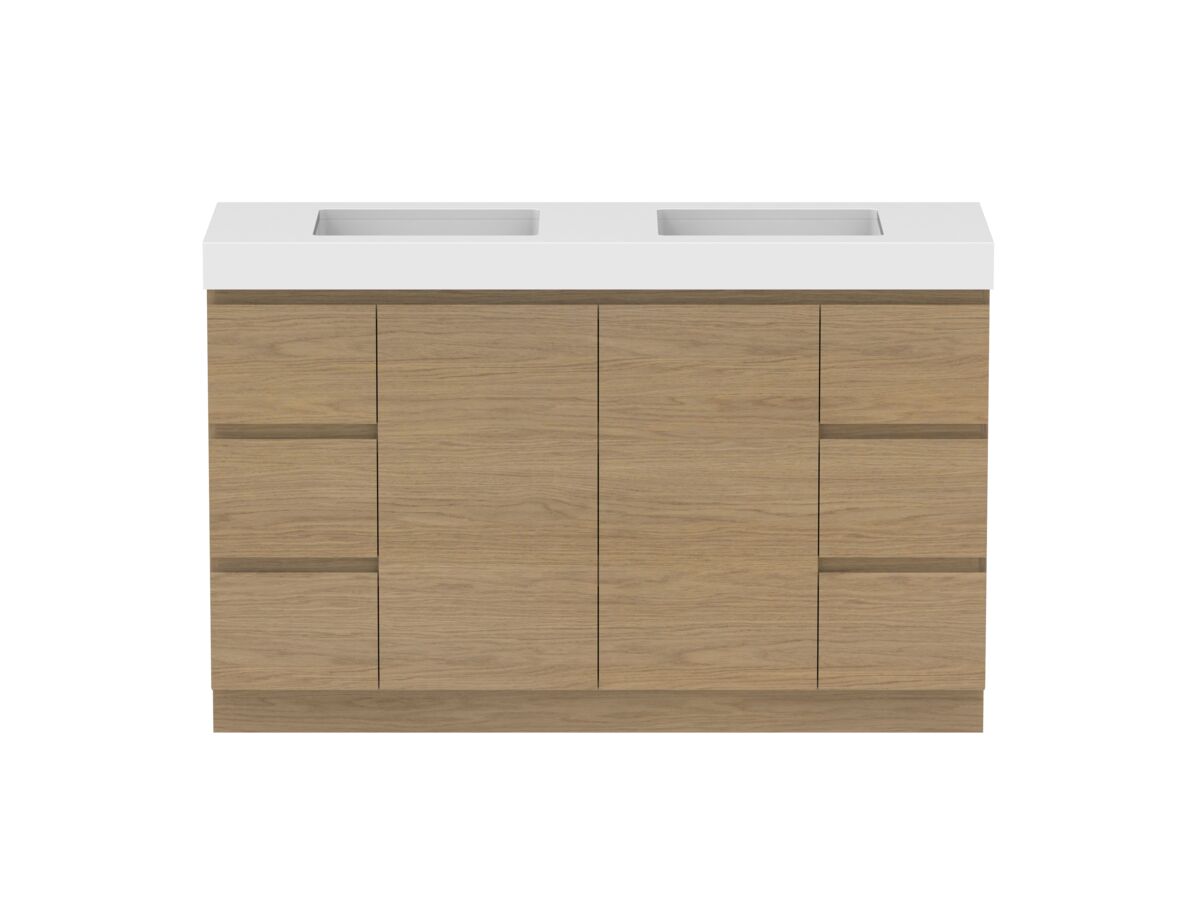 reece Posh Domaine Plus Conventional 1500mm Floor Mounted Vanity Double Basin 90mm Cherry Pie Top