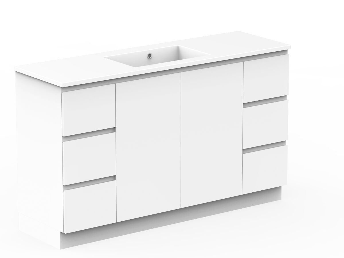 Reece Posh Domaine Plus Conventional 1500mm Floor Mounted Vanity Centre Basin Cast Marble Top