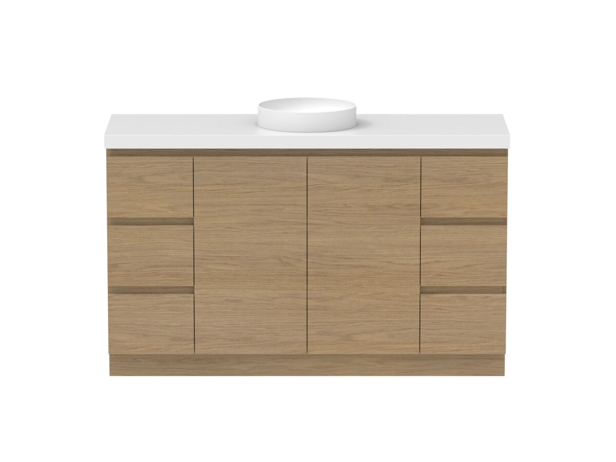 reece Posh Domaine Plus Conventional 1500mm Floor Mounted Vanity Centre Basin 50mm Cherry Pie Top