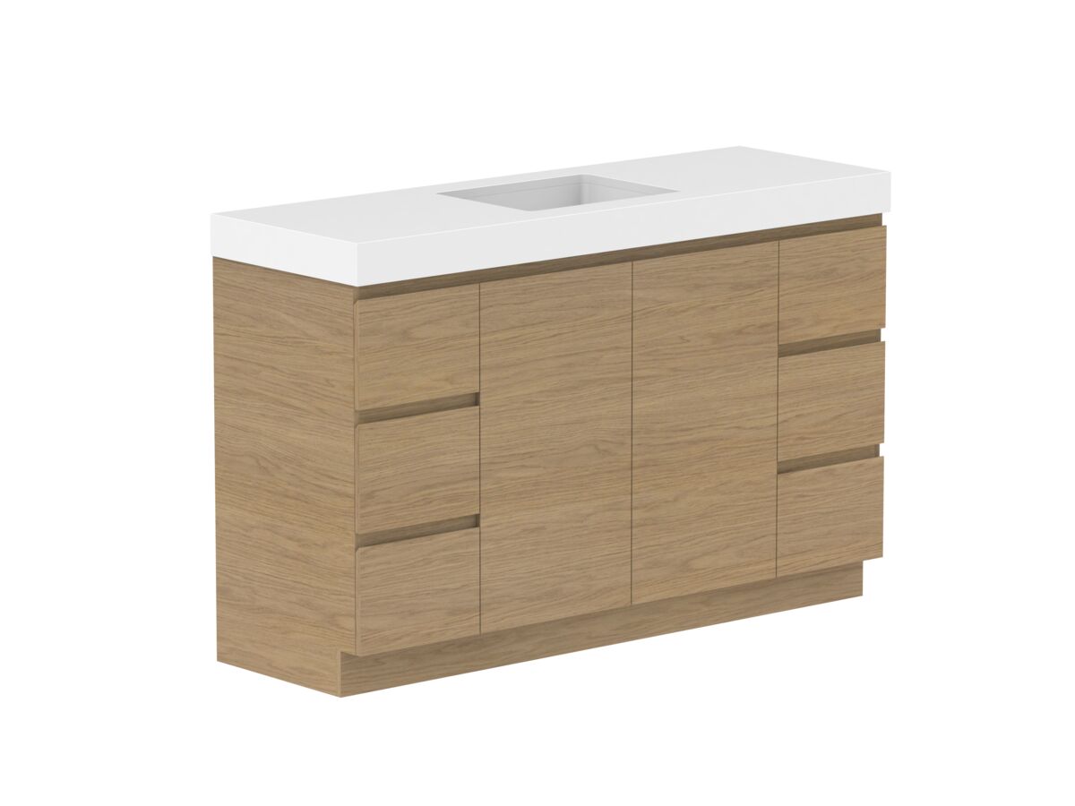 Reece Posh Domaine Plus Conventional 1500mm Floor Mounted Vanity Centre Basin 90mm Cherry Pie Top