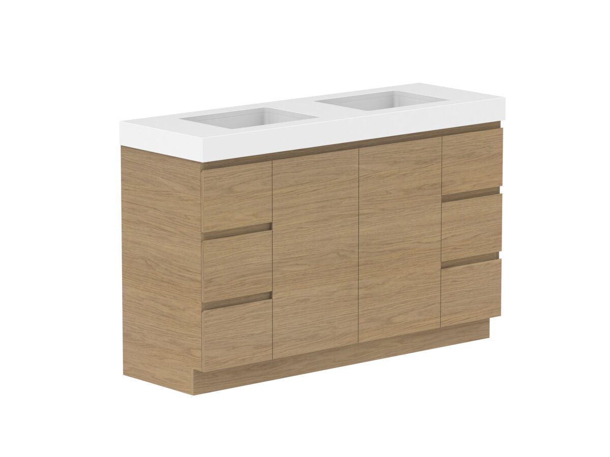 Reece Posh Domaine Plus Conventional 1500mm Floor Mounted Vanity Double Basin 90mm Cherry Pie Top