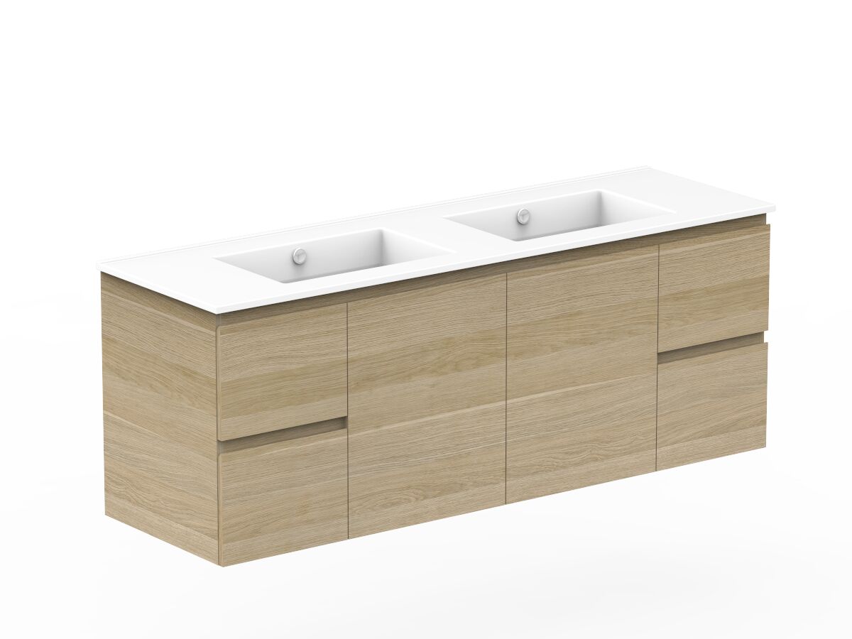 Reece Posh Domaine Plus Conventional 1500mm Wall Hung Vanity Double Basin Ceramic Top