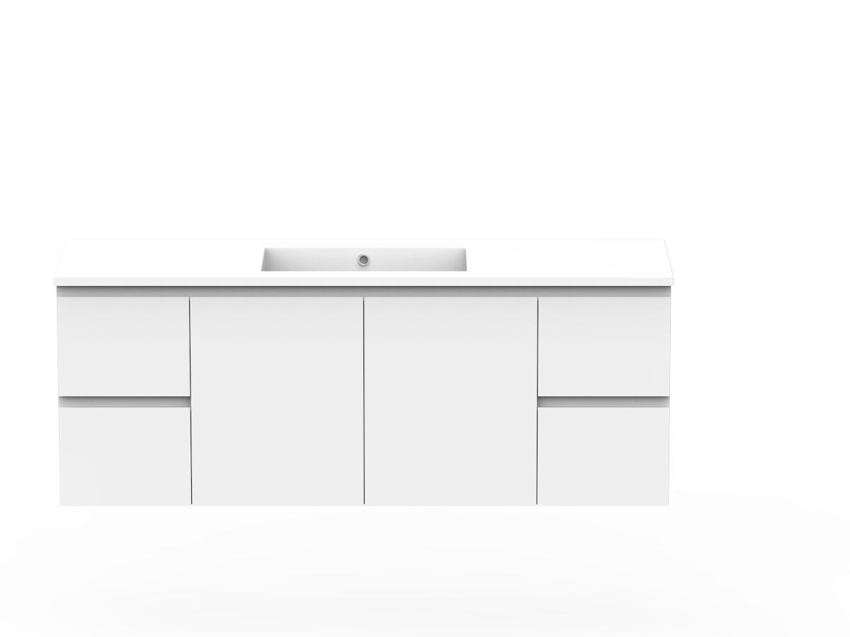 reece Posh Domaine Plus Conventional 1500mm Wall Hung Vanity Centre Basin Cast Marble Top