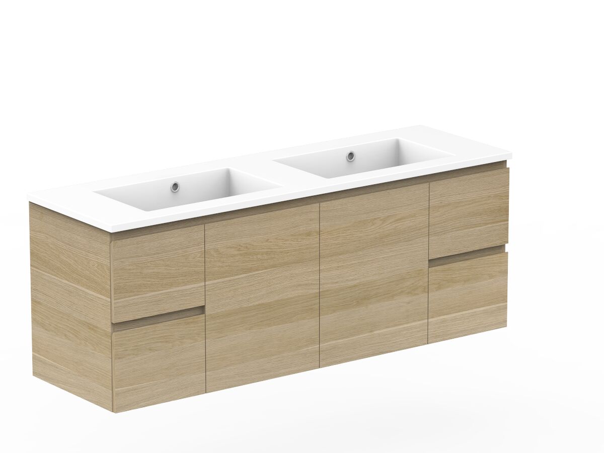 Reece Posh Domaine Plus Conventional 1500mm Wall Hung Vanity Double Basin Cast Marble Top